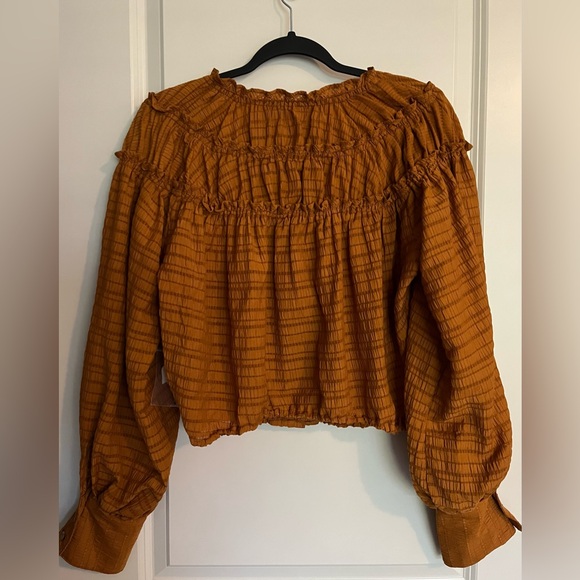 13. Free People NWT Hailey Blouse Glazed Orange Size Small - Picture 9 of 9